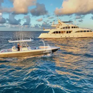 Followed by 32' Interpid chase boat