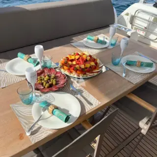 GOOD TIMES - Enjoy a gorgeous spread while on charter