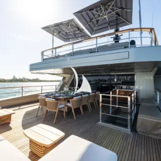 Upper deck outdoor seating and dining area