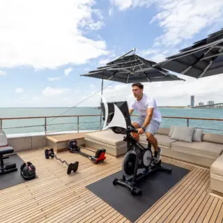 Sun deck gym set-up