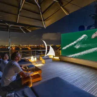 Sun deck cinema set-up