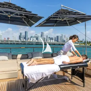 Sun deck massage set-up