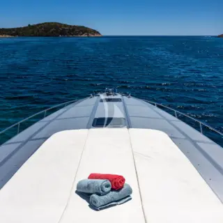 Sunpads at Tayyarah's bow