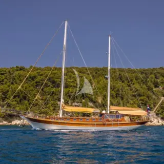 Angelica sailing near Korcula
