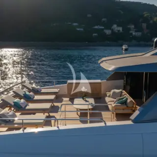 Sun beds on upper deck
