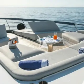 Foredeck lounge area and sunpads