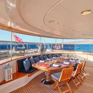 Aft deck dining area