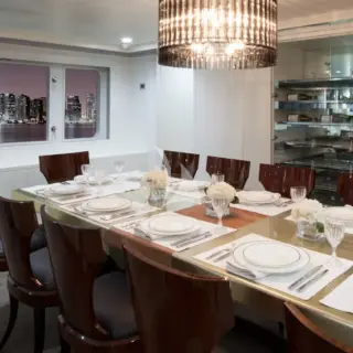 Main Salon Dining and Wine Cellar