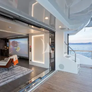 Upper salon open to the aft deck