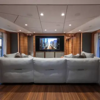 Bridge deck lounging TV area