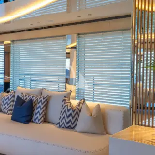 Eternal Spark - Main Deck - Main Saloon & Dining - Side View Leather Venitians Down