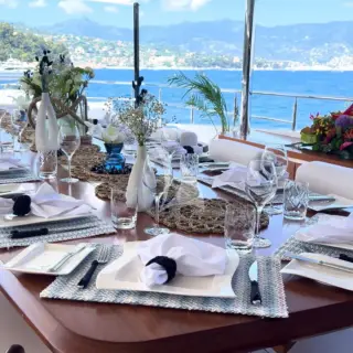 Eternal Spark - Lifestyle & Moments - Bridge Deck Aft Dining Table Setup