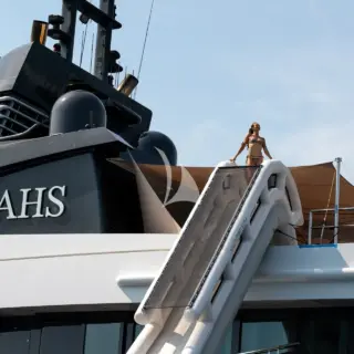 Sun deck aft mega slide set up