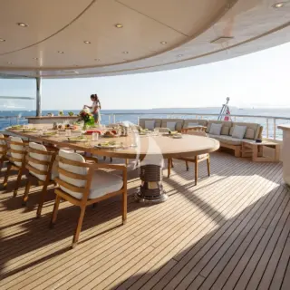 Upper deck aft dining table