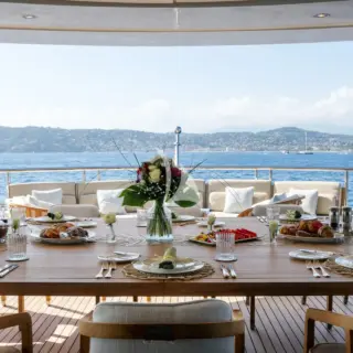 Upper deck aft dining table