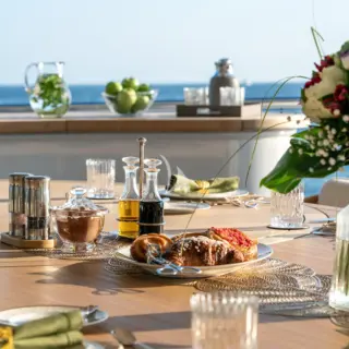 Upper deck aft dining table