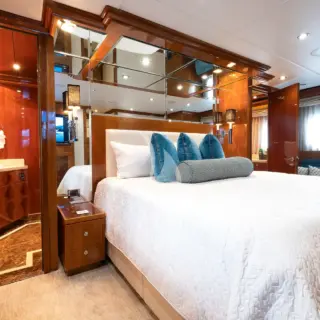 Master Stateroom below with king-sized bed