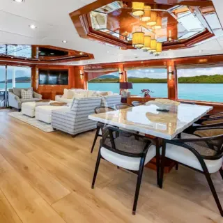 Salon facing Aft with Dining Area