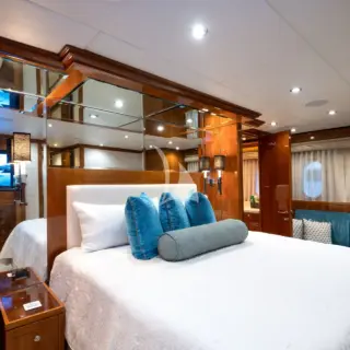 Master Stateroom below with king-sized bed