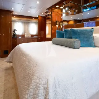 Master Stateroom below with king-sized bed