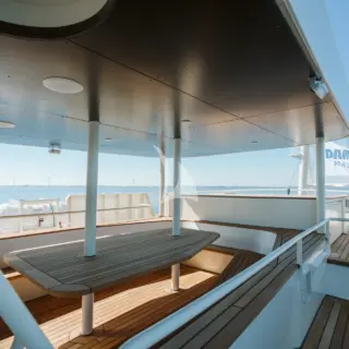 Al fresco dining on the sun deck