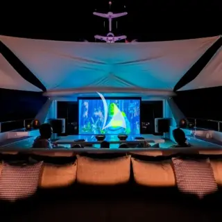 Sun deck cinema set-up