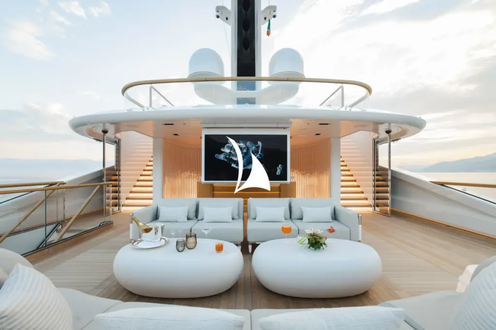 ALVIA - Bridge deck exterior lounge with dropdown TV