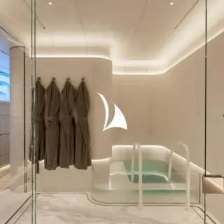 Lower deck spa with steam room or infrared sauna and plunge pool