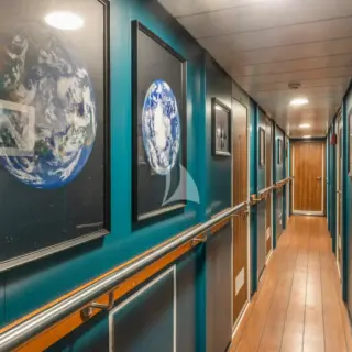 FREYA Guest hallway leading to guest cabins