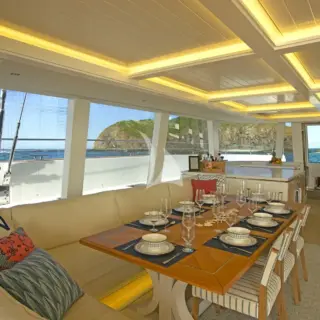 Main salon dining for eight