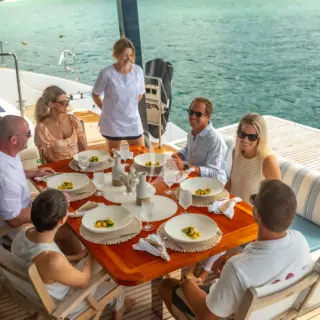 The chef provides guests with an introduction to lunch