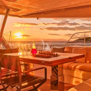 MAJESTY OF GREECE - Aft Deck - Dining sunset 