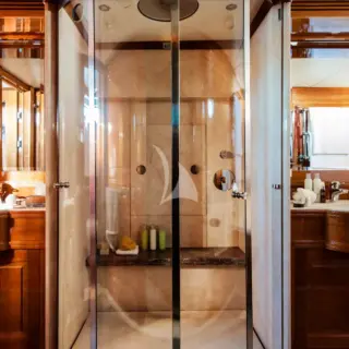 Main deck master bathroom with Jacuzzi bathtub and rain shower