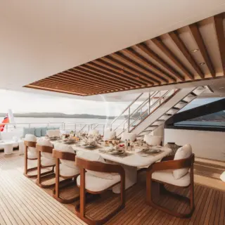 Aft deck dining area
