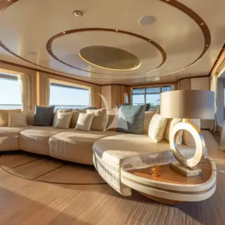Main Salon - Detail of the two rotating sofas