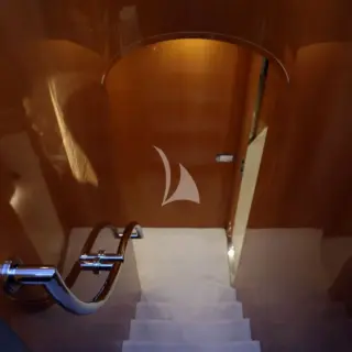 Stairs to lower deck guest cabins