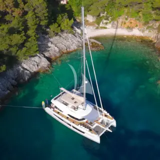 Nika One moored in a bay