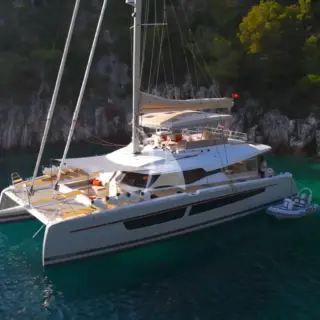 Nika One moored in a bay