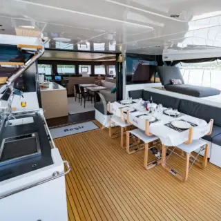 AEGIR main deck aft dining table and counter
