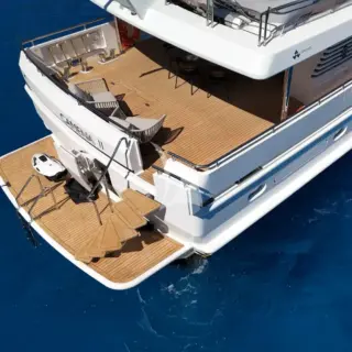 Aerial view swim platform and aft deck