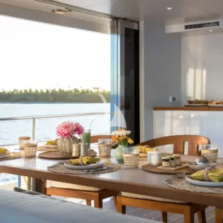 The 'Glasshouse' Upper Deck Dining - can be full enclosed, climate controlled
