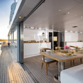 The 'Glasshouse' Upper Deck Dining - can be full enclosed, climate controlled