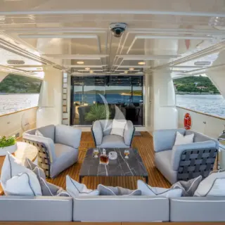 SEVENTH SENSE main deck aft seating area