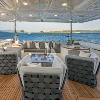 SEVENTH SENSE main deck aft seating area