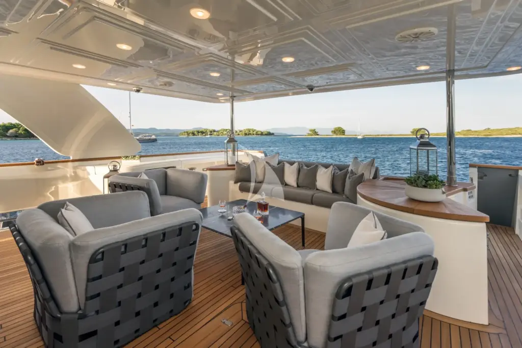 SEVENTH SENSE main deck aft seating area