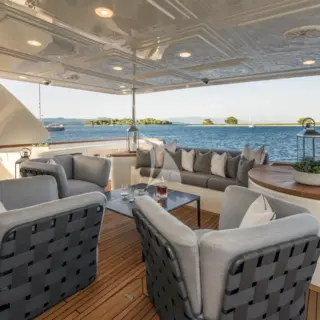SEVENTH SENSE main deck aft seating area