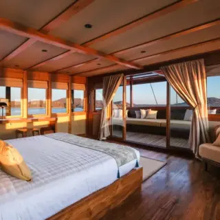 Master stateroom on main deck aft