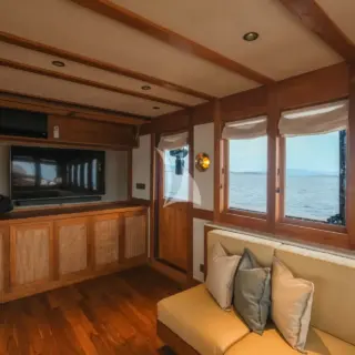 Interior lounge salon with smart TV