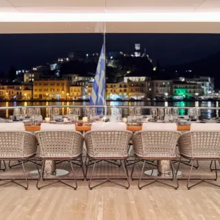 Upper deck aft dinner set-up
