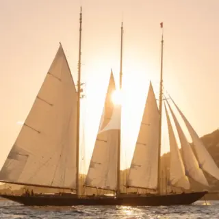 ATLANTIC sailing at sunset